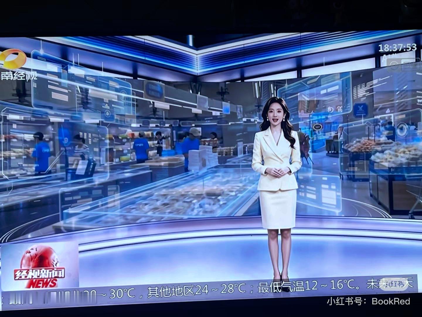 新闻女王还是太全面了，湖南经视已经开始AI主播播新闻了🚬左下角和右下角，也已经