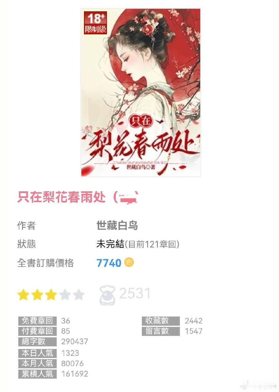#小说推荐#最近还在《只在梨花春雨处》by世藏白鸟女主重生复仇爽文，虐男主真的好