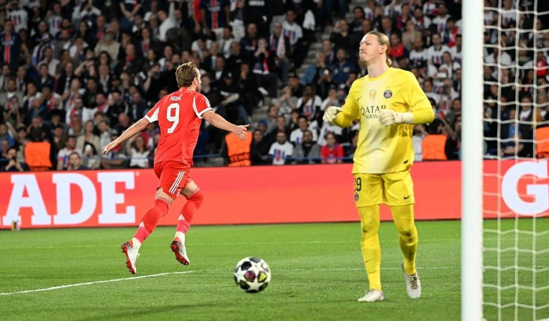 哈里·凯恩打进了本赛季第16个点球。欧冠巴黎圣日耳曼5比4拜仁