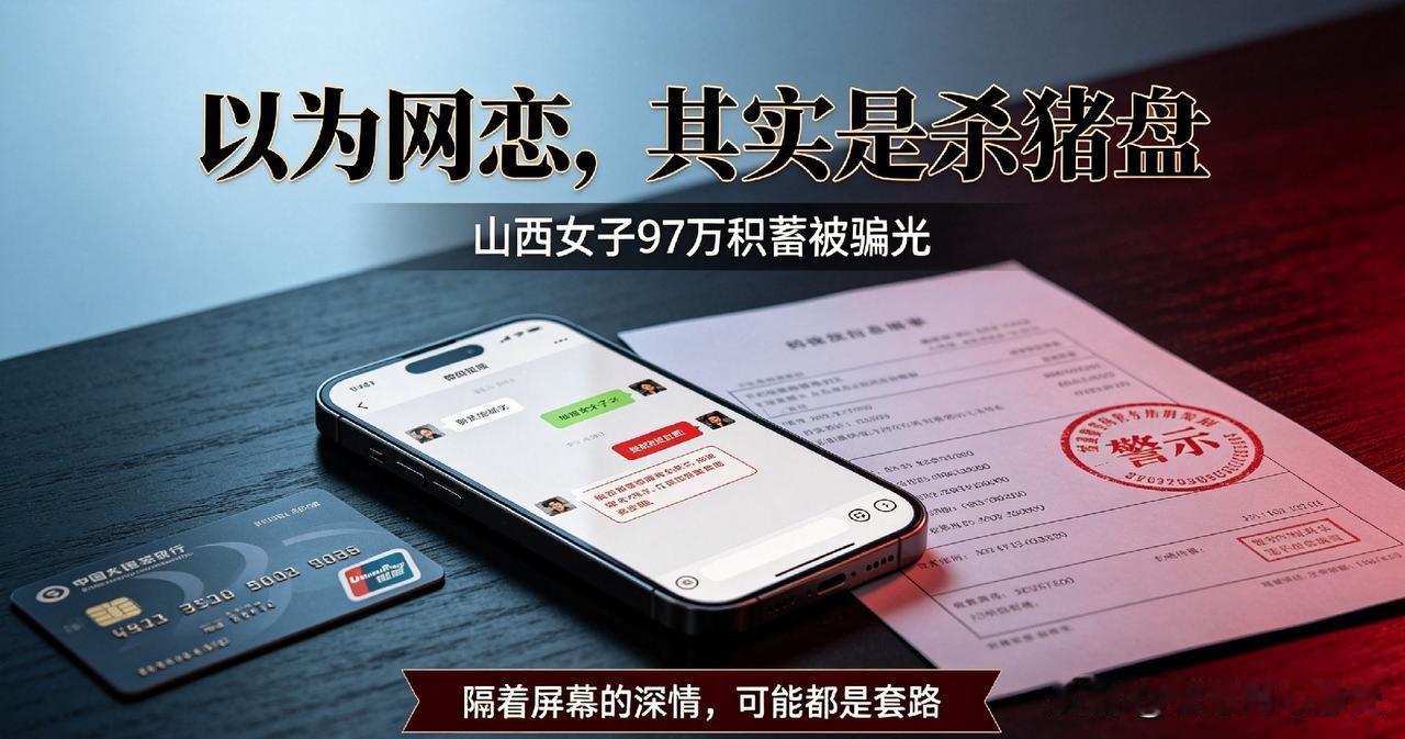 山西女子网恋遇杀猪盘，97万积蓄全部被骗
 
以为在网上遇见真爱，其实只是骗子布