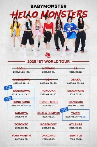 【BABYMONSTER首轮世巡“HELLO MONSTERS”将追加场次】YG