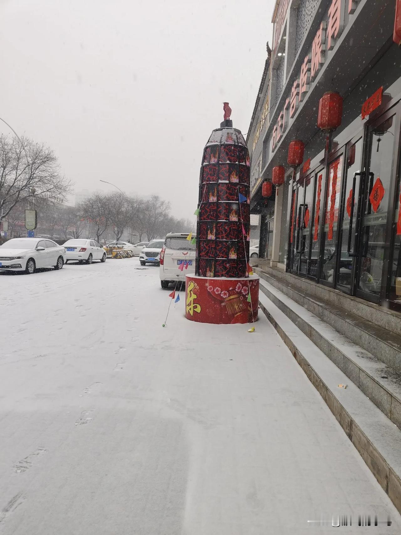 雪在千呼万唤中飘来了。

北国的冬，本该银装素裹，可全球变暖，今年的雪失了约，一