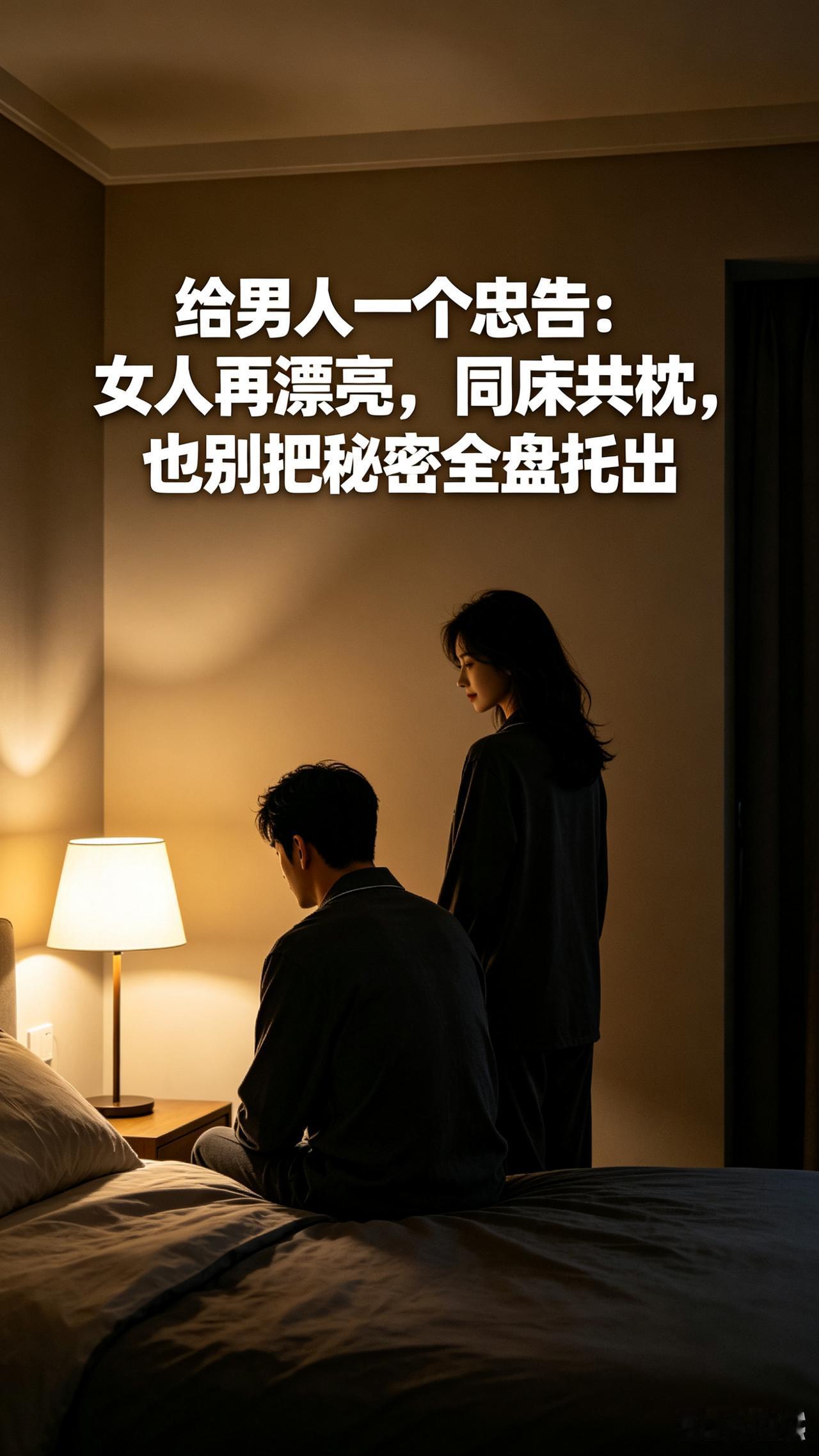 给男人一个忠告：女人再漂亮，同床共枕，也别把秘密全盘托出
 
人到一定年纪才慢慢