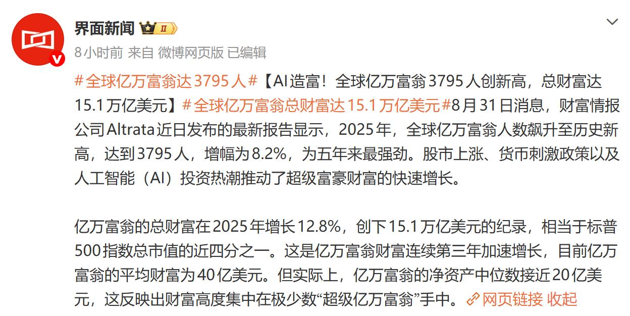 AI加速贫富分化！
AI不仅大大加速了技术进步，同时也大大加速了贫富分化的速度！