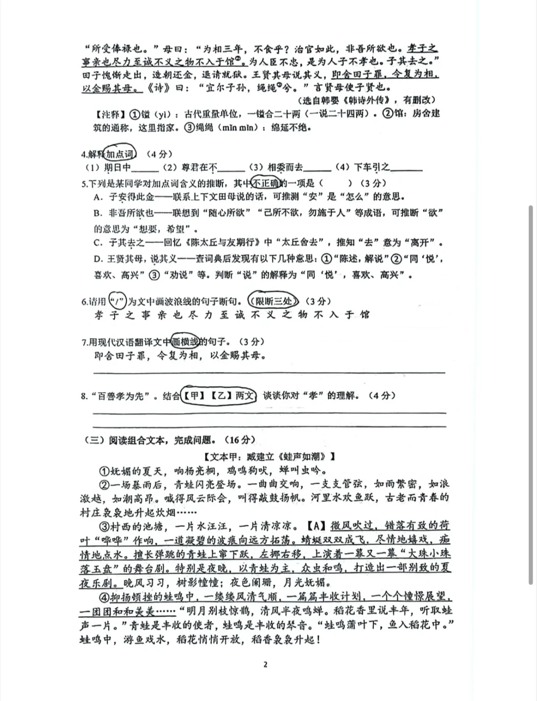 七年级最新月考试卷‼️