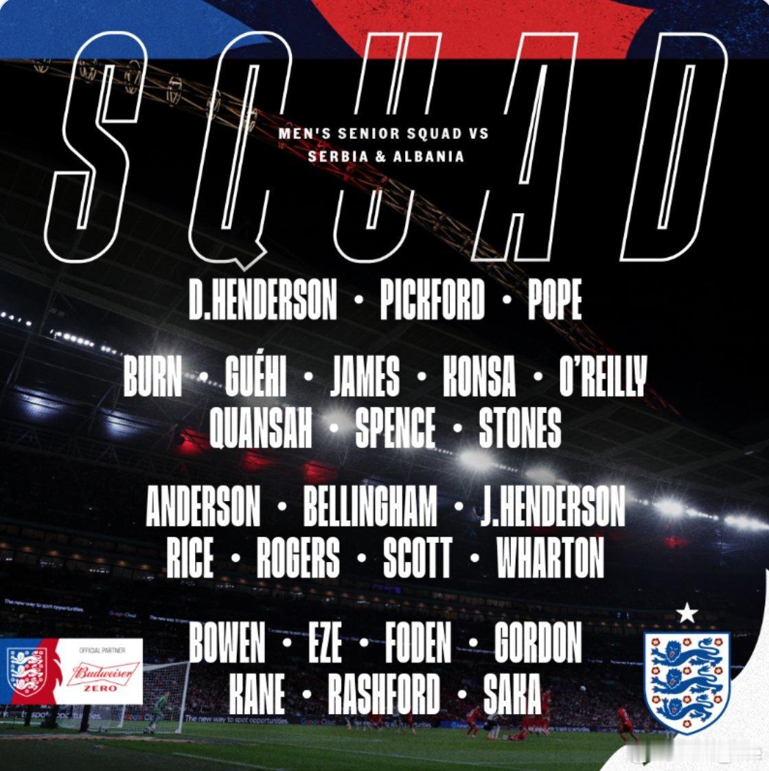 萨卡、埃泽、赖斯入选新一期英格兰国家队，斯凯利落选。 ​​​