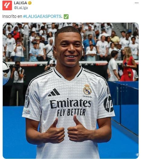 据西甲官网显示，皇马新援姆巴佩完成注册。法国巨星姆巴佩此前已经正式官宣加盟皇马，