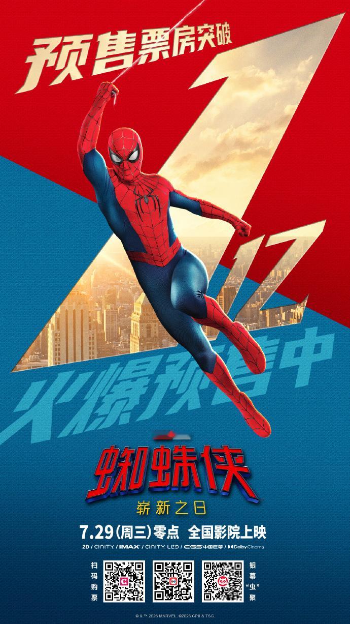 《蜘蛛侠：崭新之日》即将于今晚24点（明日0点）内地公映，北美也将于周五公映。目