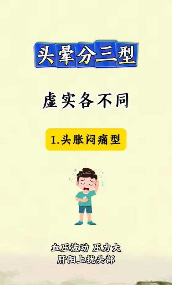 头晕分为三种类型，虚实有别，别一概而论