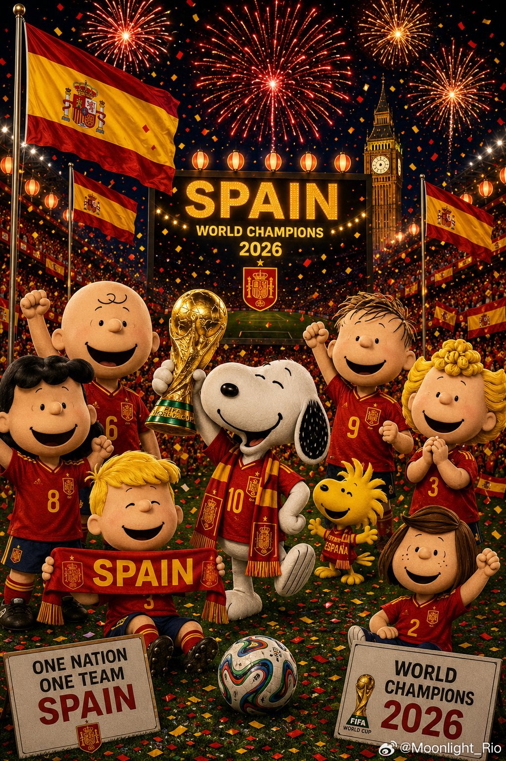 西班牙冠军史努比祝贺西班牙队🇪🇸好可爱 