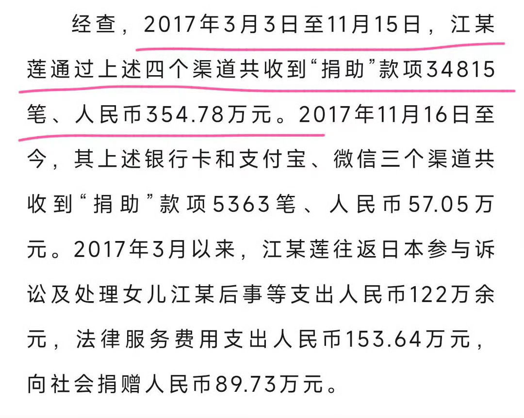 江秋莲被指骗捐怎么又突然讨论江秋莲受捐了？首先她的女儿确实在日本遇害了，她也确实