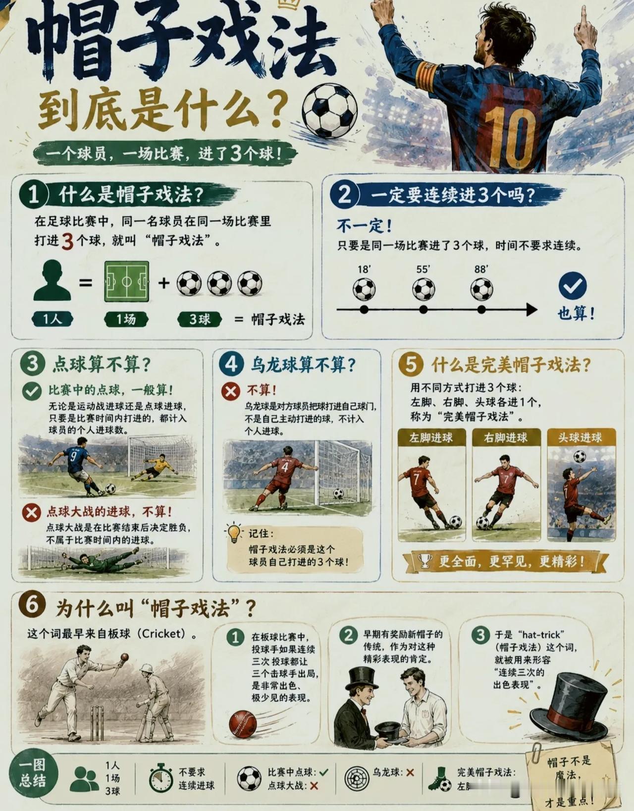 别再搞错！足球“帽子戏法”90%球迷都有认知误区，点球、乌龙还分情况！
 
很多