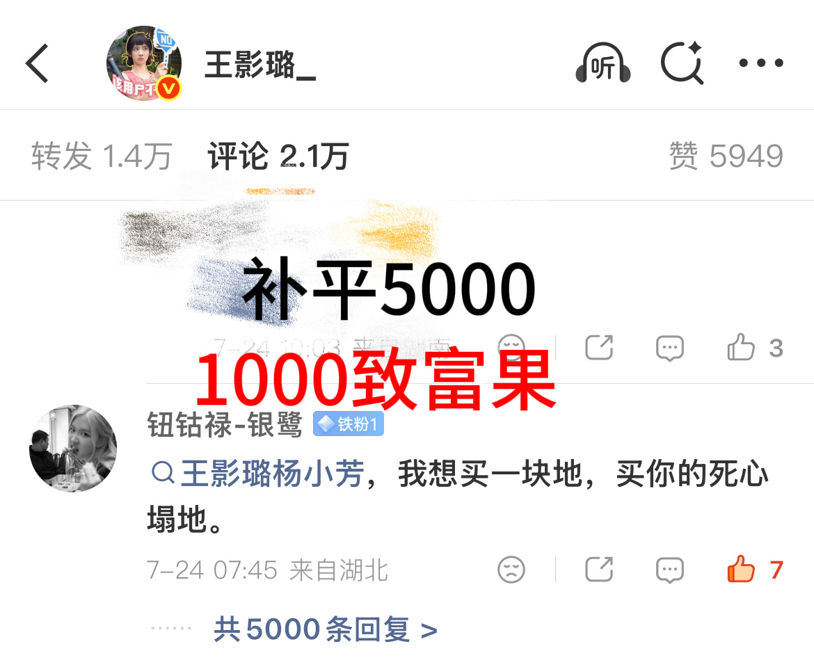 【7.24】数据激励角色热度 482贡献值王影璐超话签到 34（加本浩）个人博评