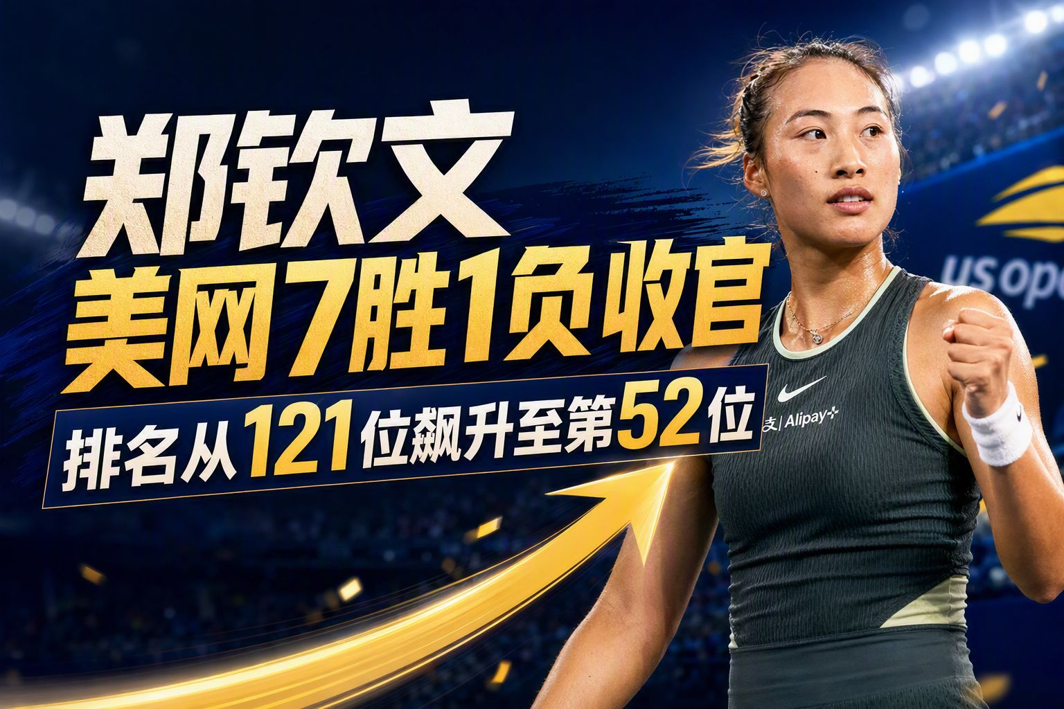 郑钦文美网7胜1负收官 排名从121位飙升至第52位