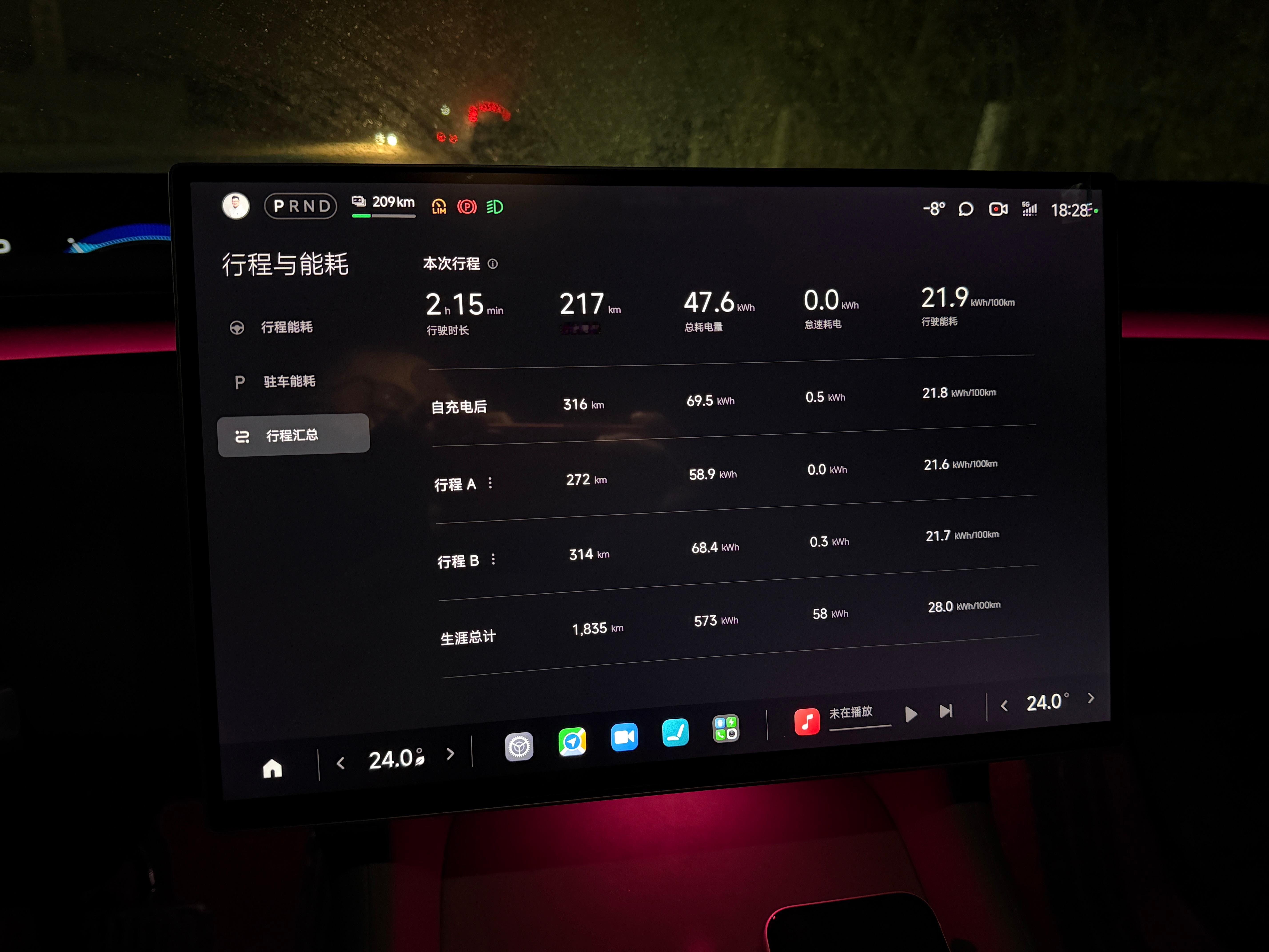 今天测得YU7Pro的续航、已经跑了316km、找个地方吃铁锅炖、晚上继续跑、按