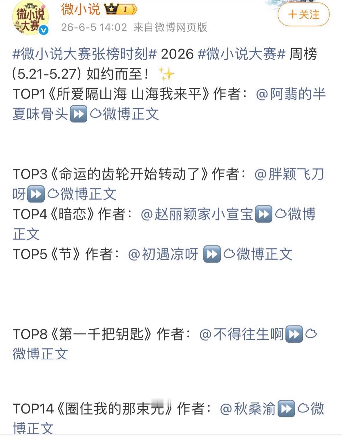 赵丽颖粉丝好棒呀❗️参加微小说大赛，这么多人上榜了…