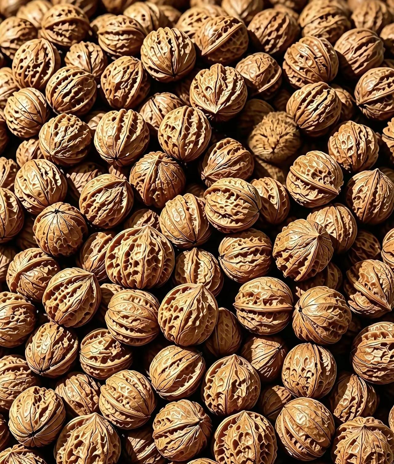 一堆剥好的核桃满满当当的。除了核桃里面还能找出别的吗？考一考你的眼力。[作揖][