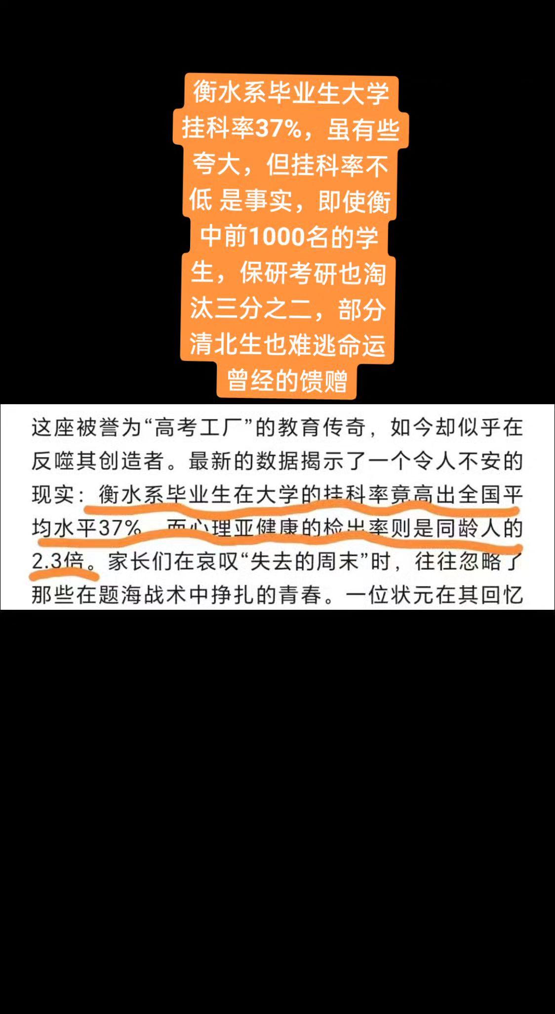 衡水系毕业生，大学挂科率37%，是真是假？请大家发表评论。