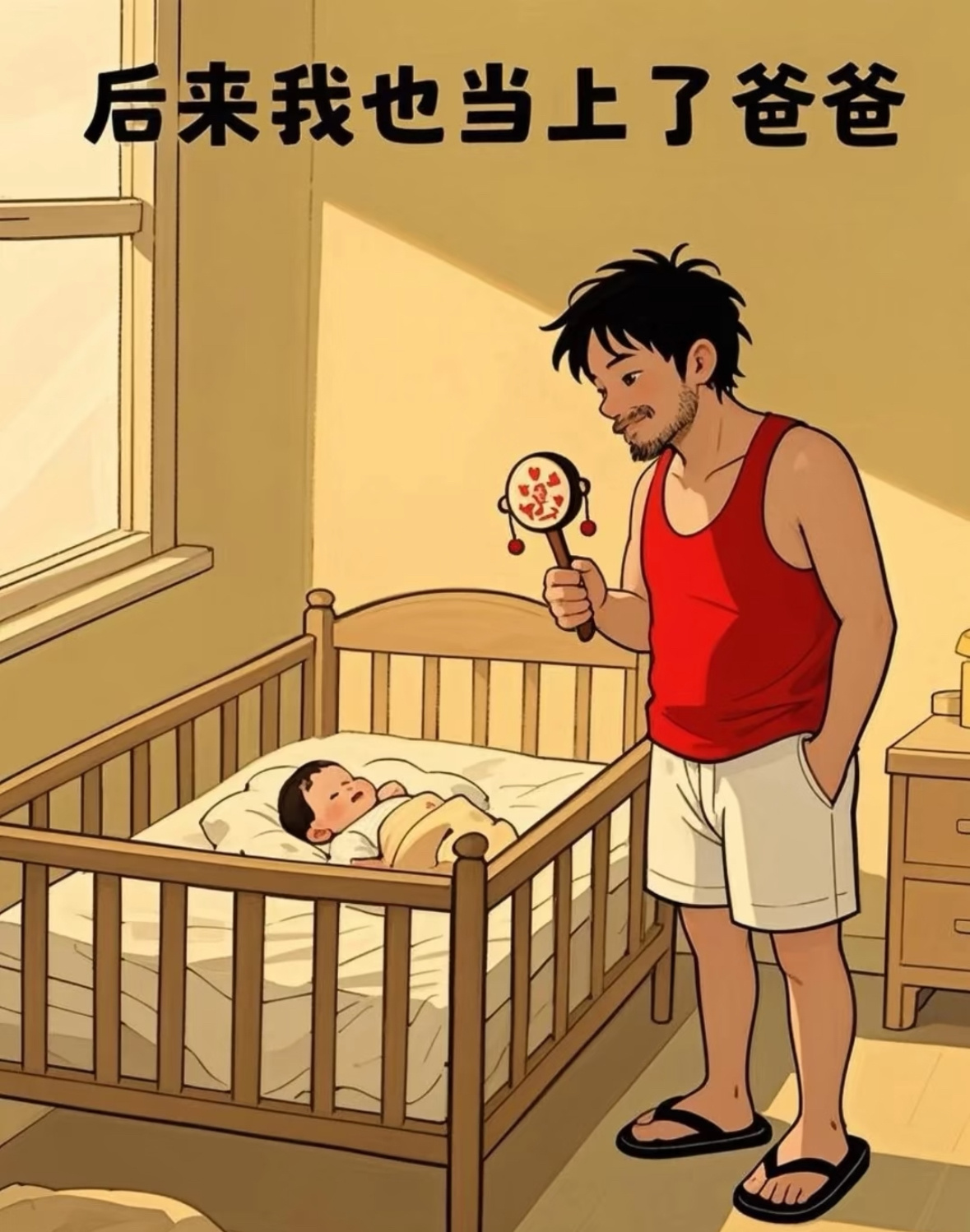 刚当爸爸vs当爸一年半后初为人父满心紧张手足无措，小心翼翼呵护宝宝。时隔一年半早