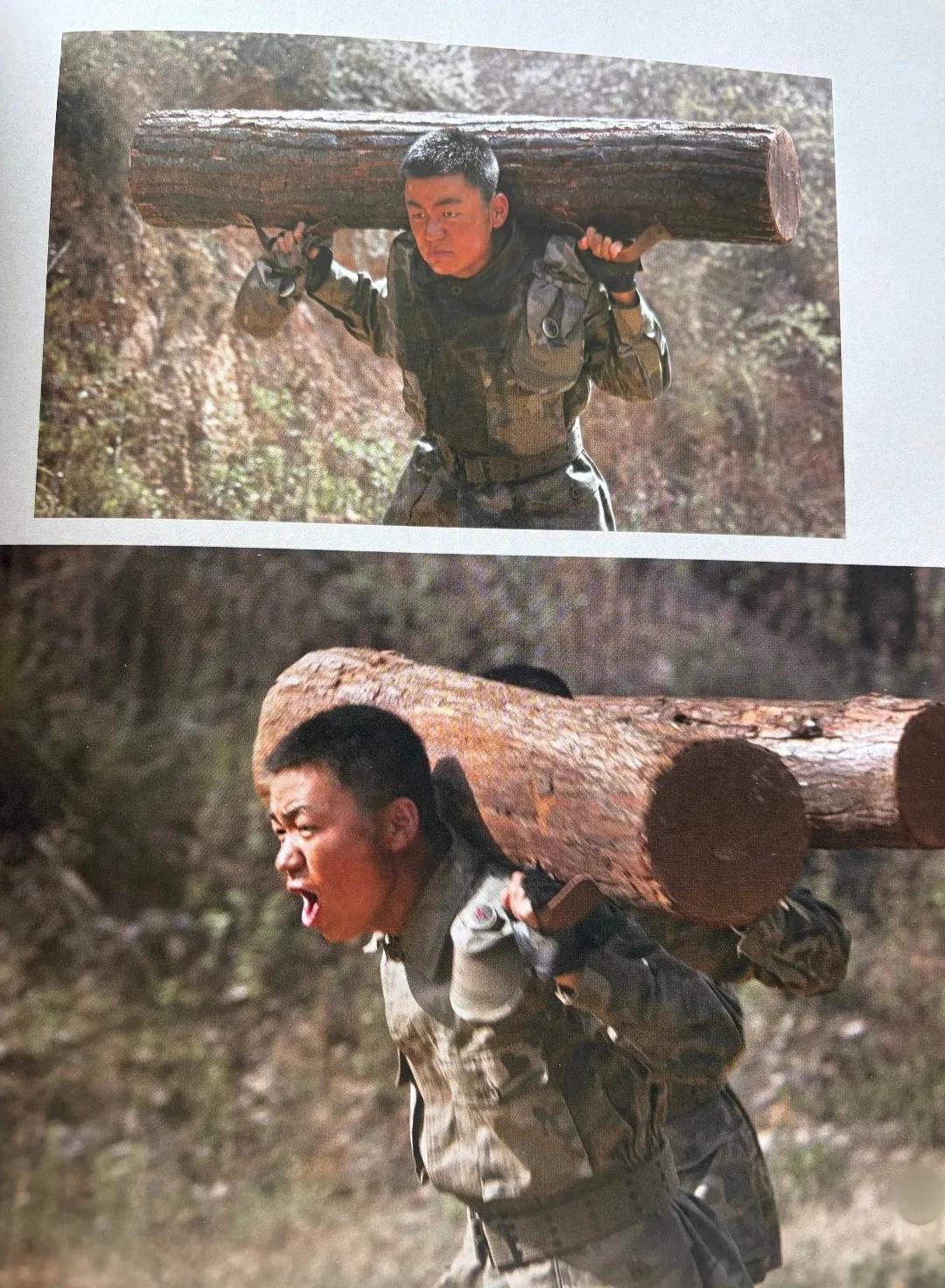 老A训练这里居然背的是真木头，不得不说那个时候拍戏是真的很拼！