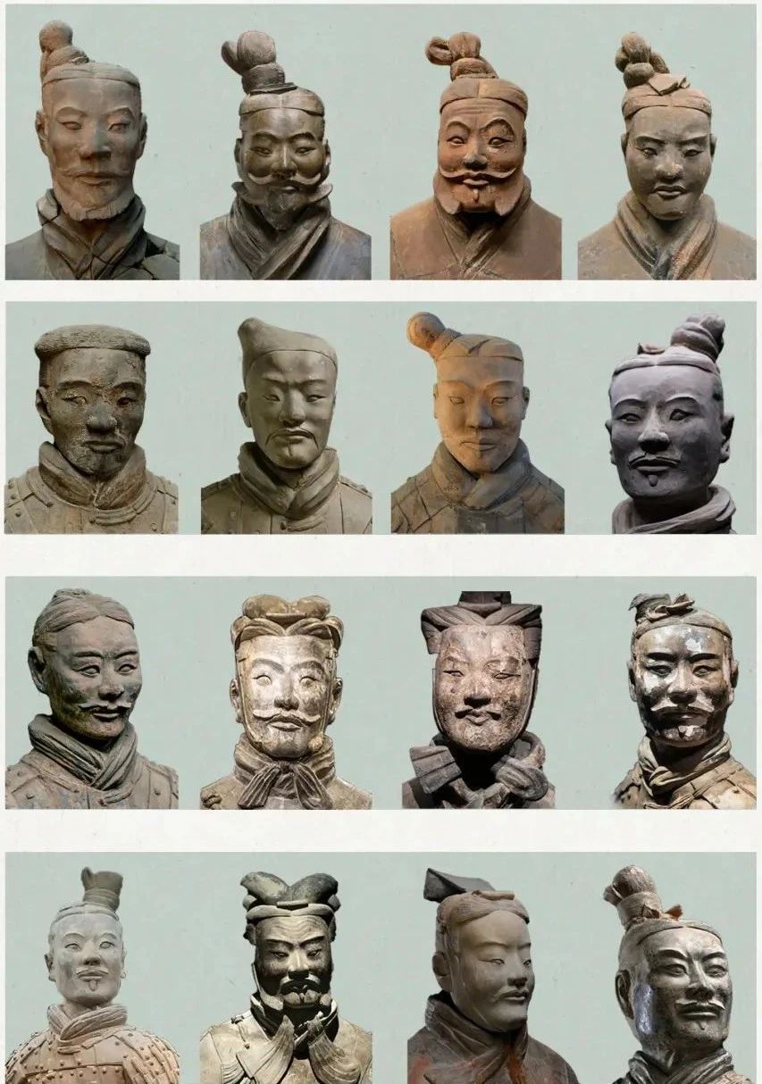 兵马俑身上发现100多枚工匠指纹不同形象的兵马俑，老秦人的风貌。 ​​​