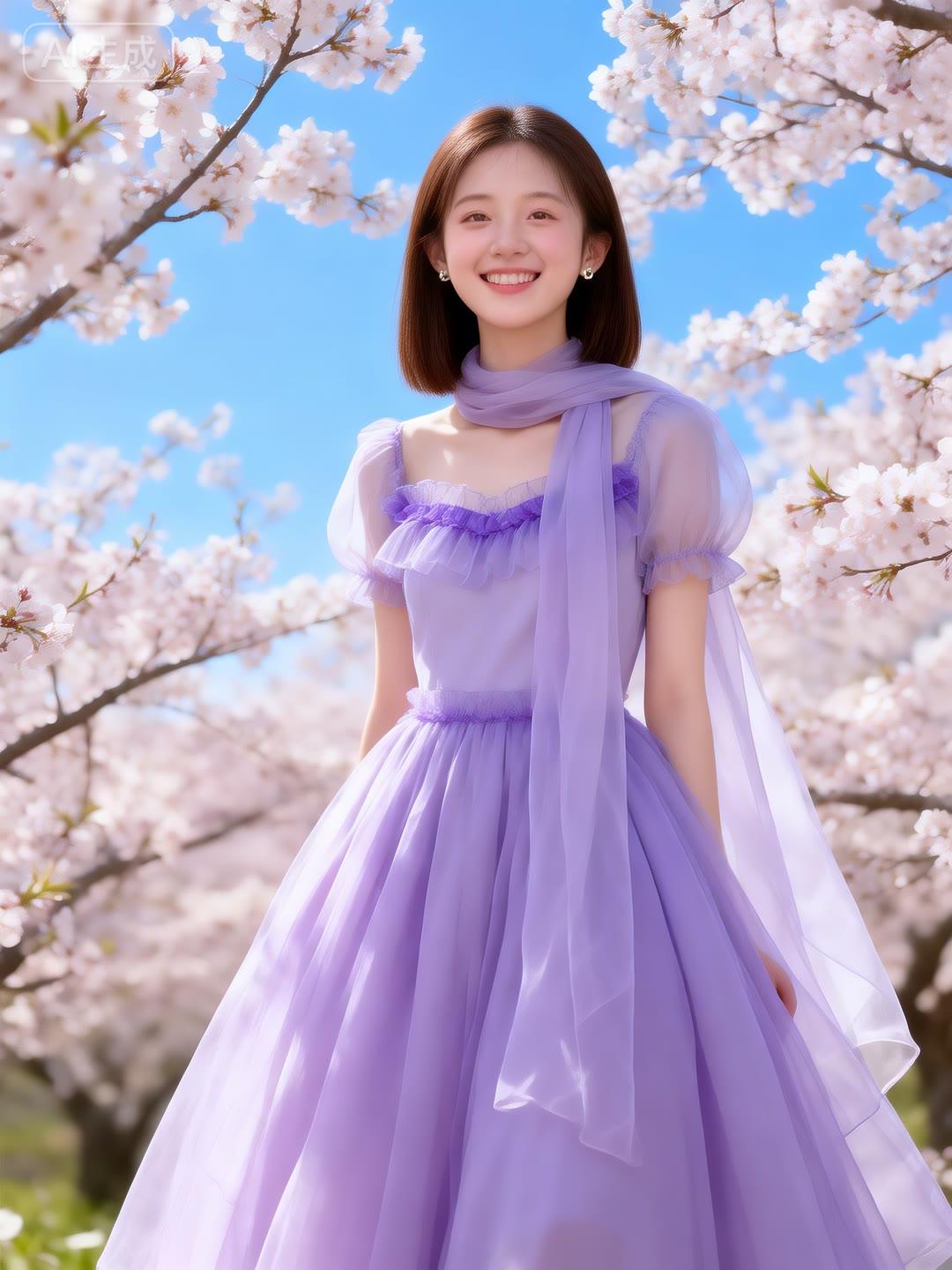 樱花树下，笑靥如花，春日里的浪漫少女