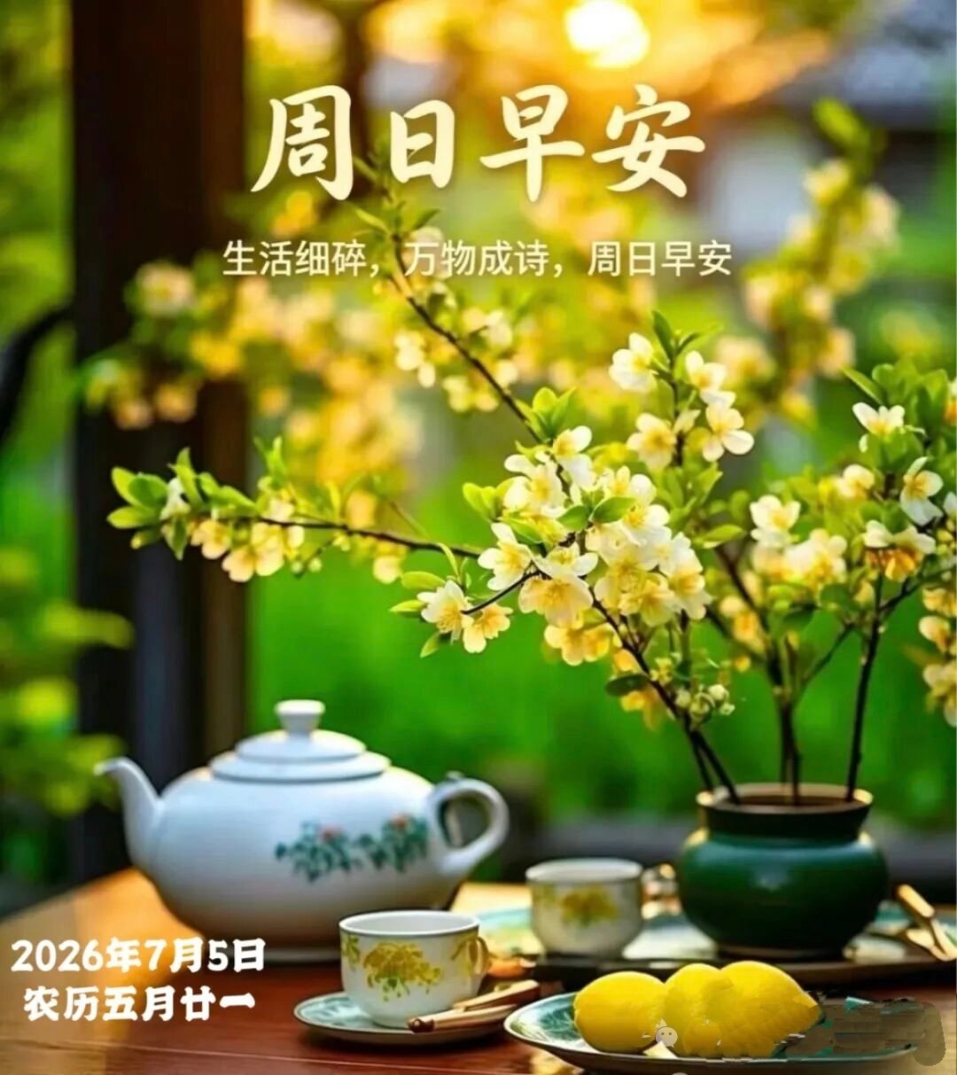 🌻七月的周日清晨，天空澄澈明净，像被夏雨洗过一般，干净通透、辽阔无边，淡淡的流