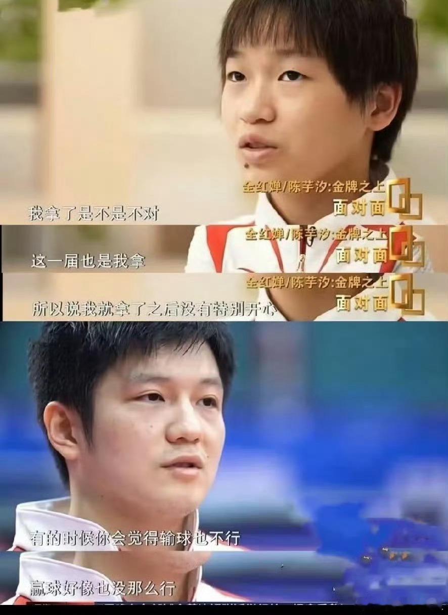 樊振东不该承受输赢都不行的处境全红婵当年也有过一样的疑惑，想自己拿了金牌是不是不