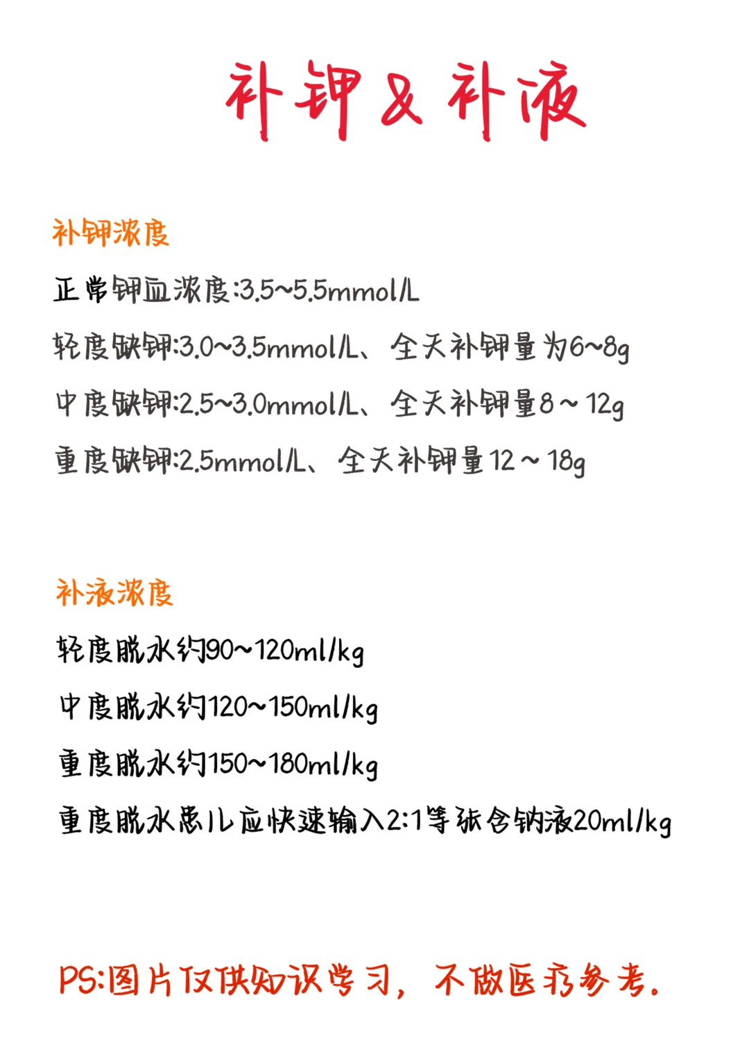 医学生笔记——补钾&补液