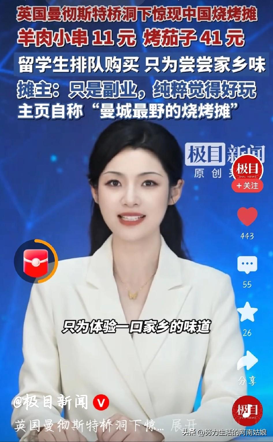 英国桥洞下中国烧烤摊火了！烤茄子41元，网友：这是乡愁价
 
火遍全网！英国曼彻