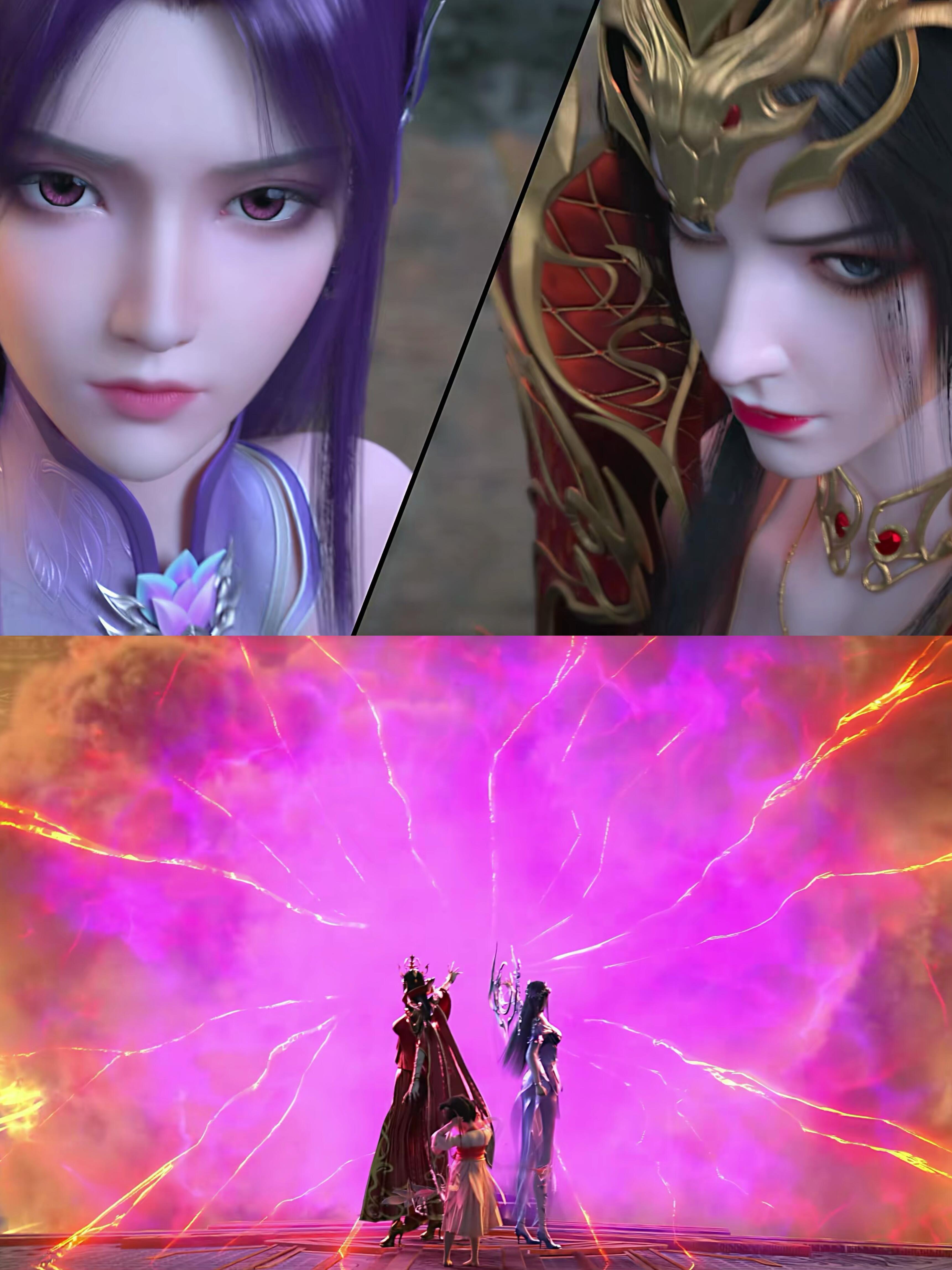 斗破美杜莎小医仙联手看爽了 美杜莎小医仙默契挡地蝎，为萧炎五色火莲蓄力，燃到起鸡