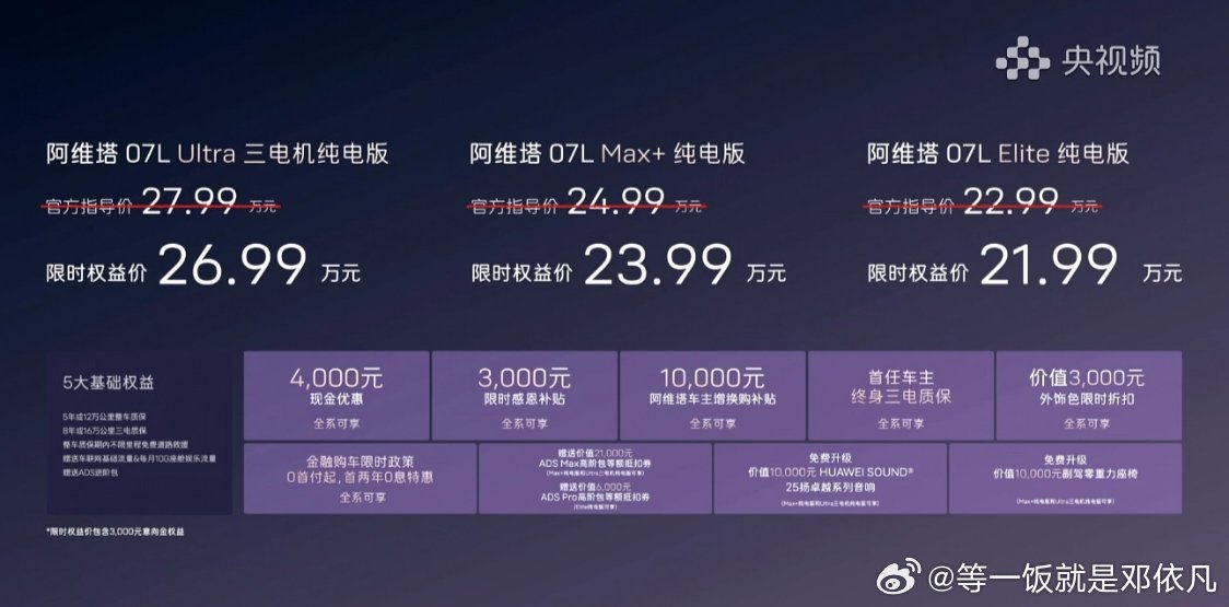 阿维塔07L价格来了！22.99万元起的价格，限时优惠后只需21.99万元起，大