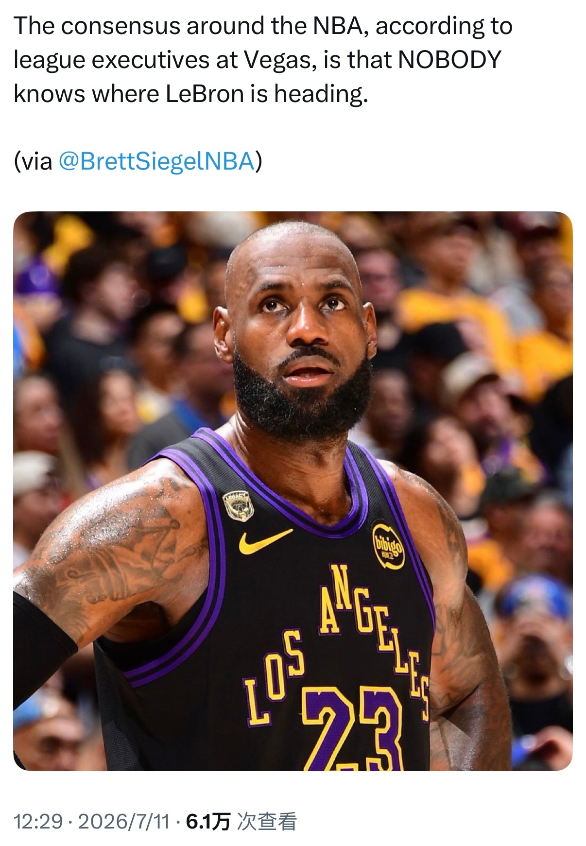 Brett Siegel：据在拉斯维加斯的联盟高管们透露，目前普遍共识，没人知道