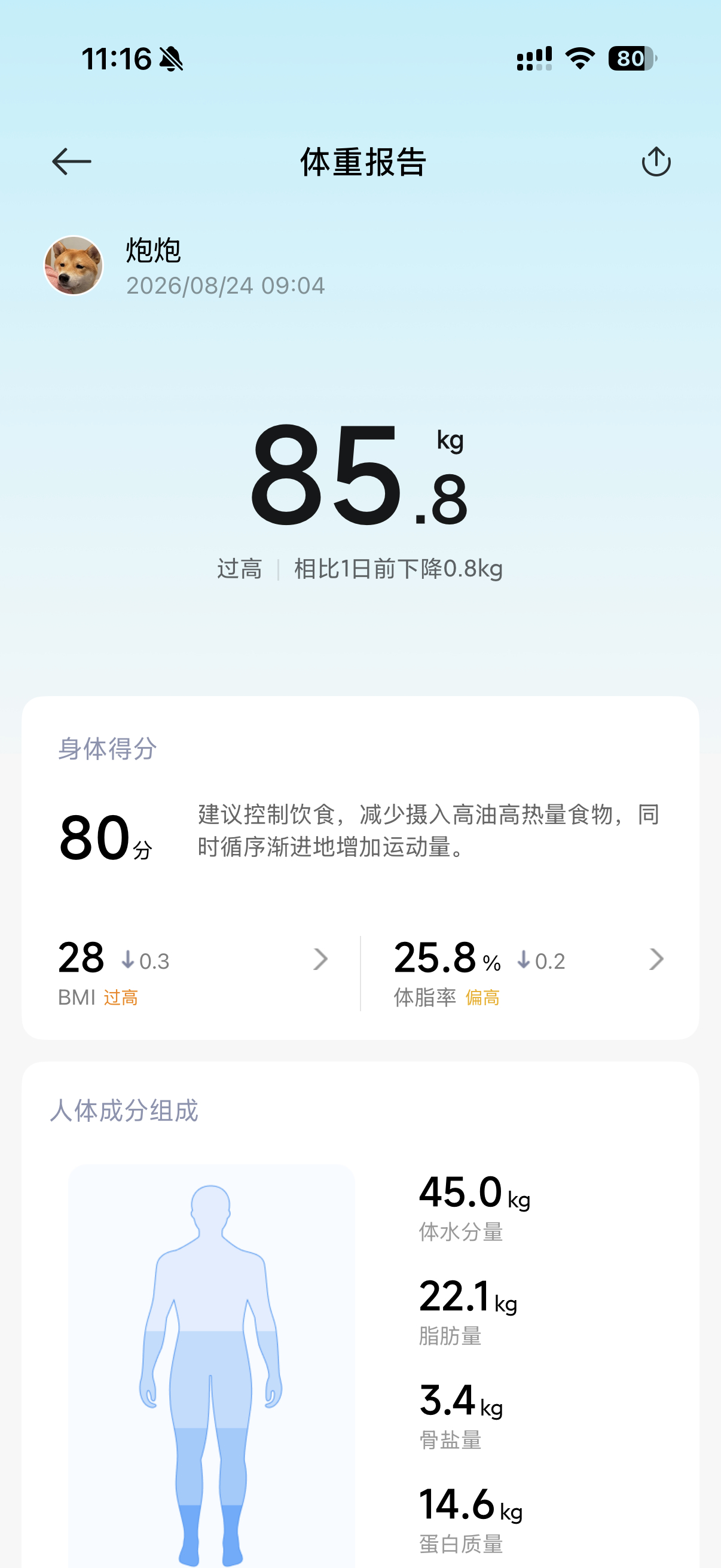 从年初的100kg减到了现在85kg体检数据大幅好转算是阶段性成功了目标70kg