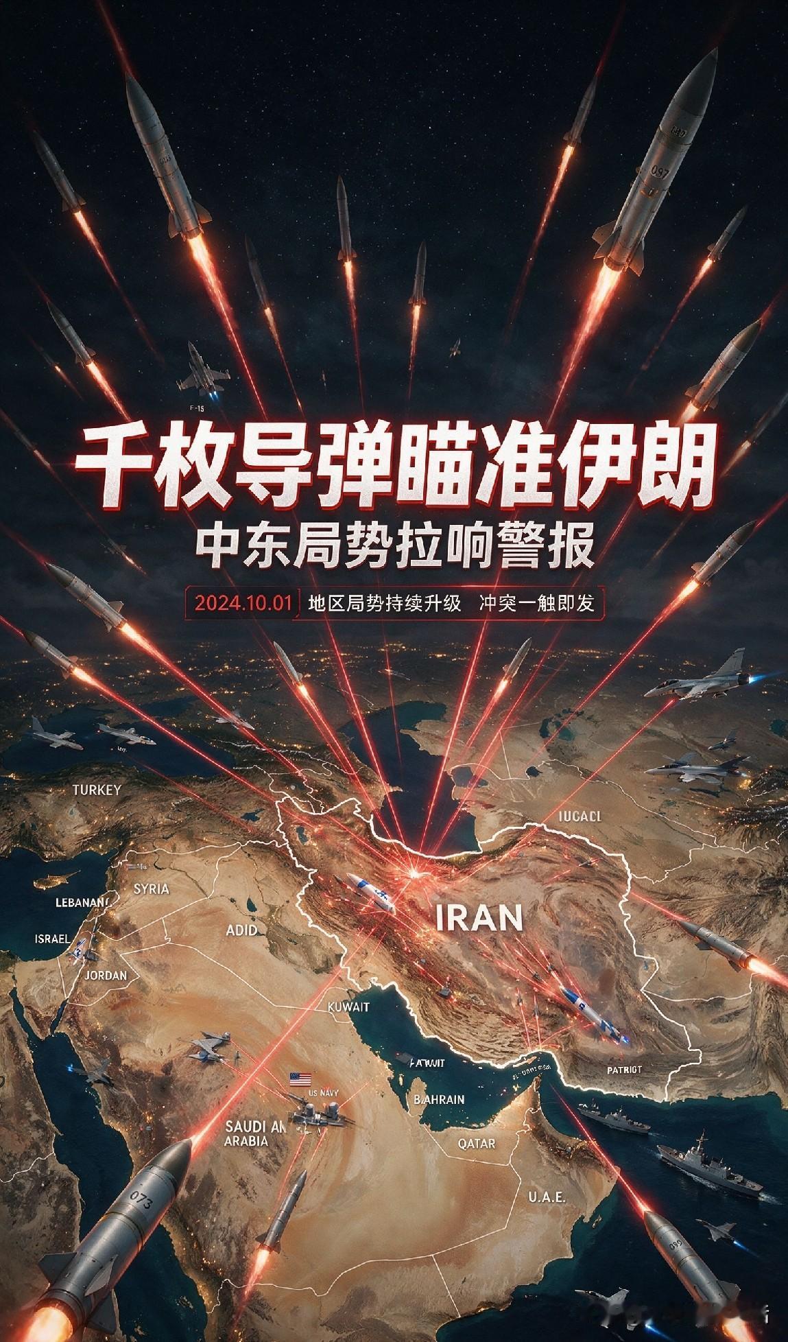  当地时间10日特朗普公开发声，上千枚导弹已瞄准伊朗，划定刺杀红线将实施饱和打击
