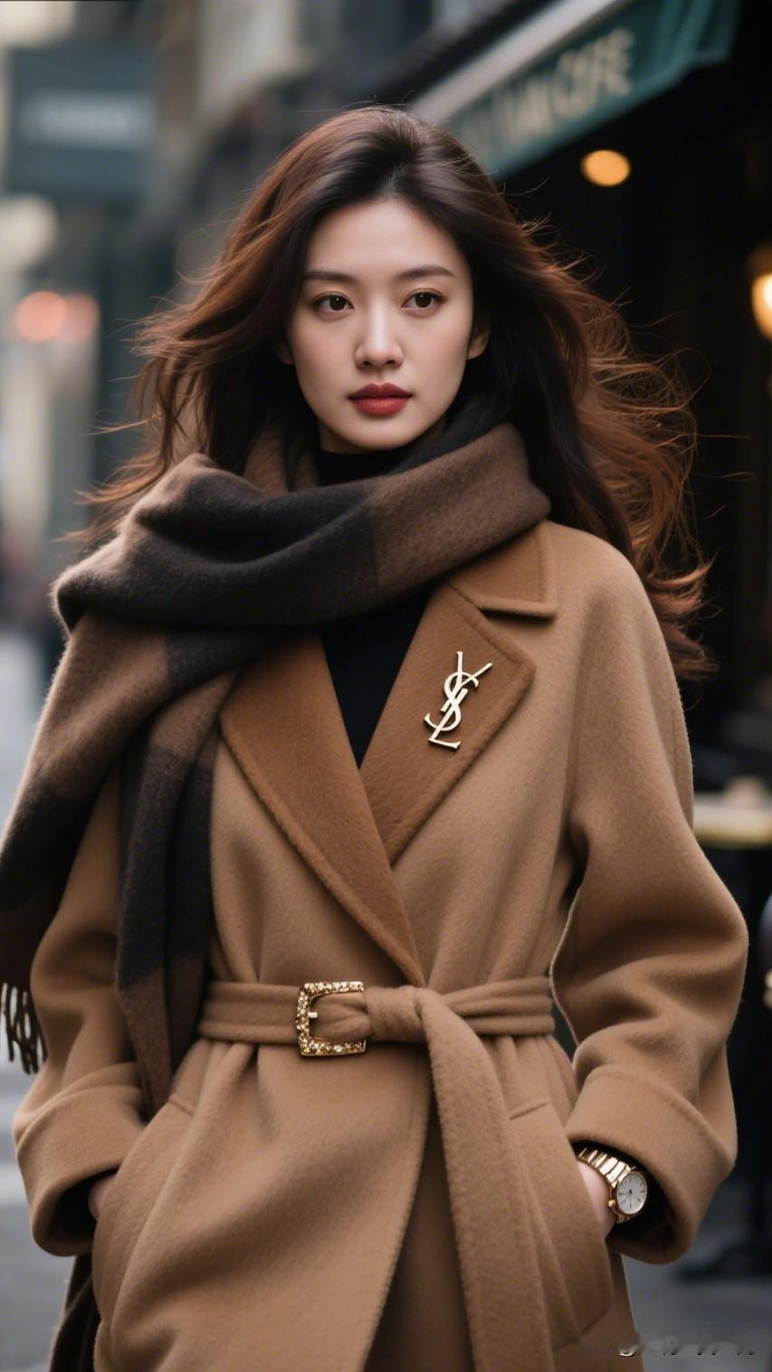 秋日穿搭指南：棕色大衣+围巾，温暖又时尚！美人照怎么拍才好看
