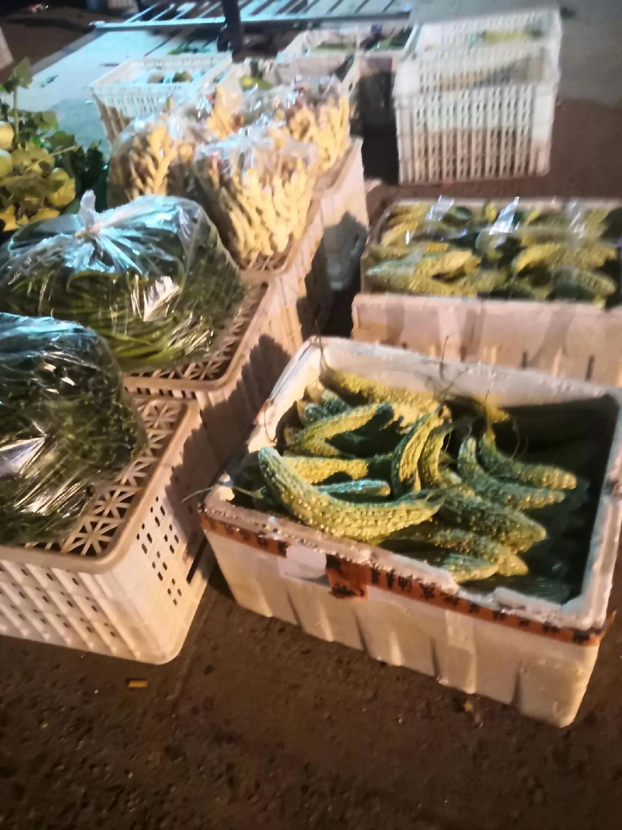 金堂县三星夜市，这也是一个蔬菜批发市场，从种种的气象来看，今年的各种小菜很贵的