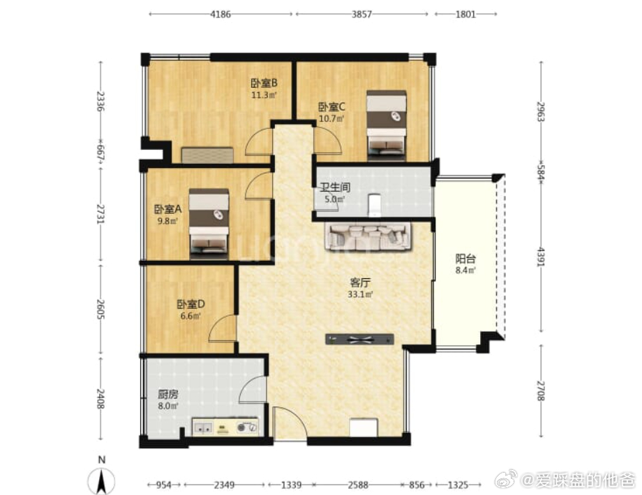 4房1卫，如果住满，上厕所是个非常非常头疼的问题，特别是有人刚拉完粑粑，你进去刷