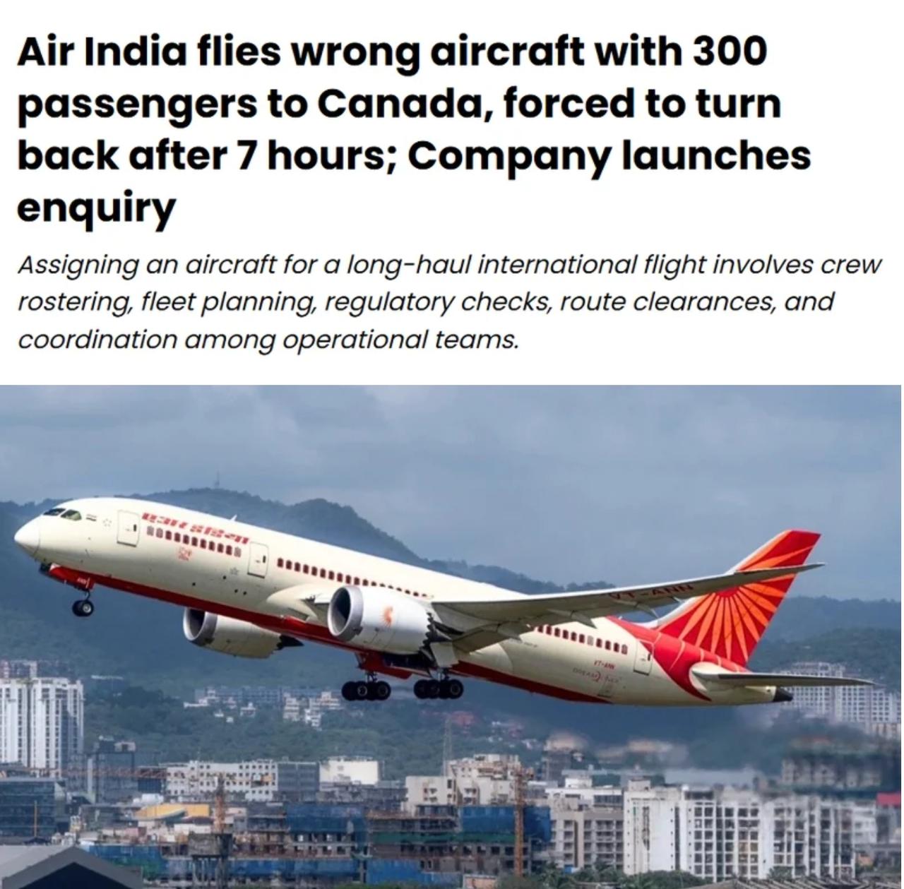 离谱：印度航空开错飞机 300多乘客白飞8小时返回原地

上周四，印度航空（Ai