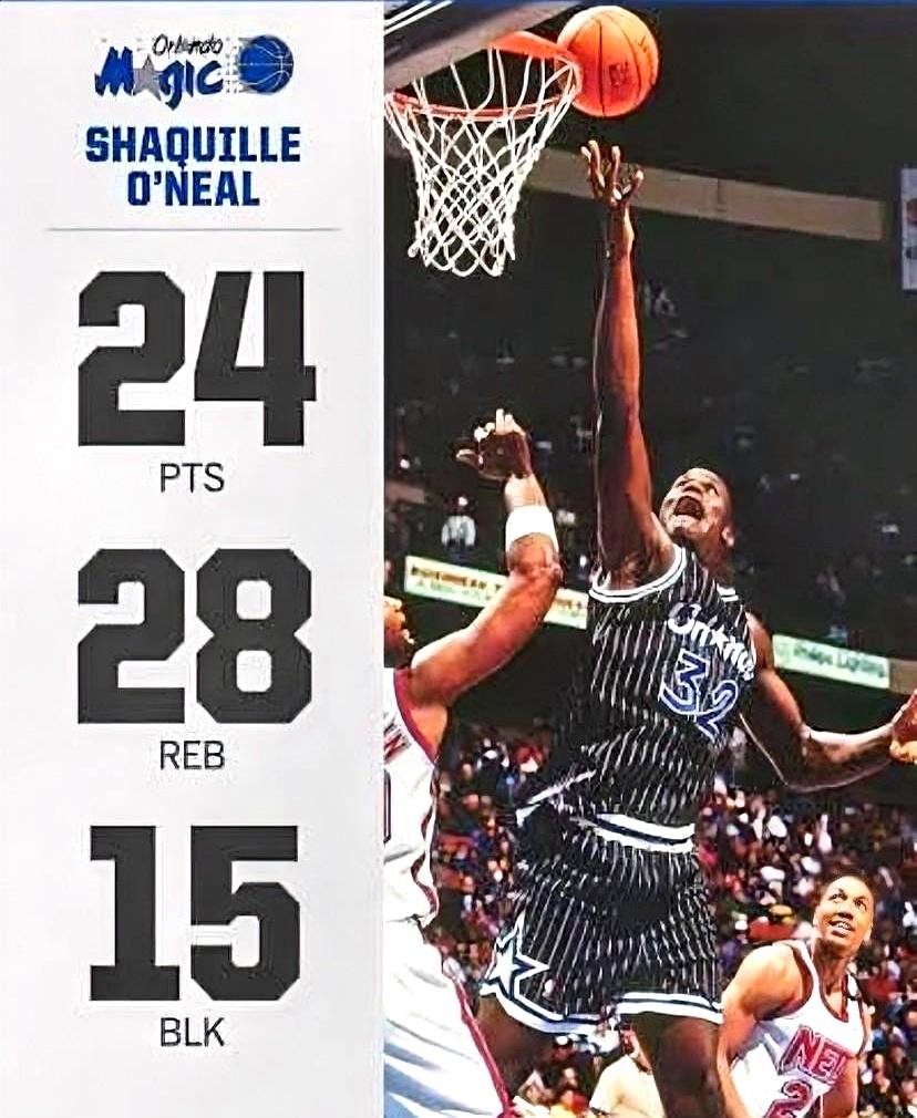 奥尼尔32年前在魔术队的统治级三双表现
 

1993年11月20日对阵篮网那场