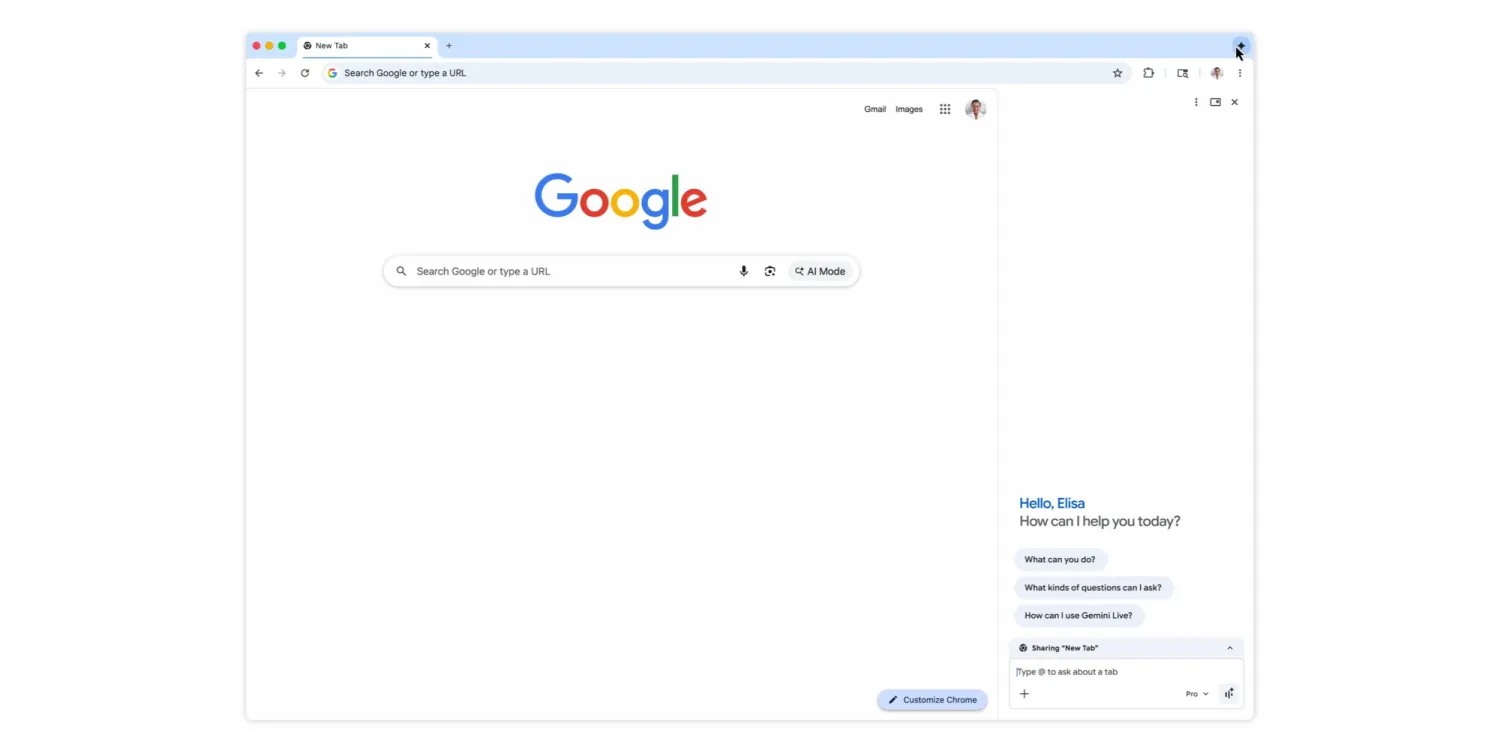 【Google Chrome 浏览器的 Gemini AI 功能已向英国用户推出