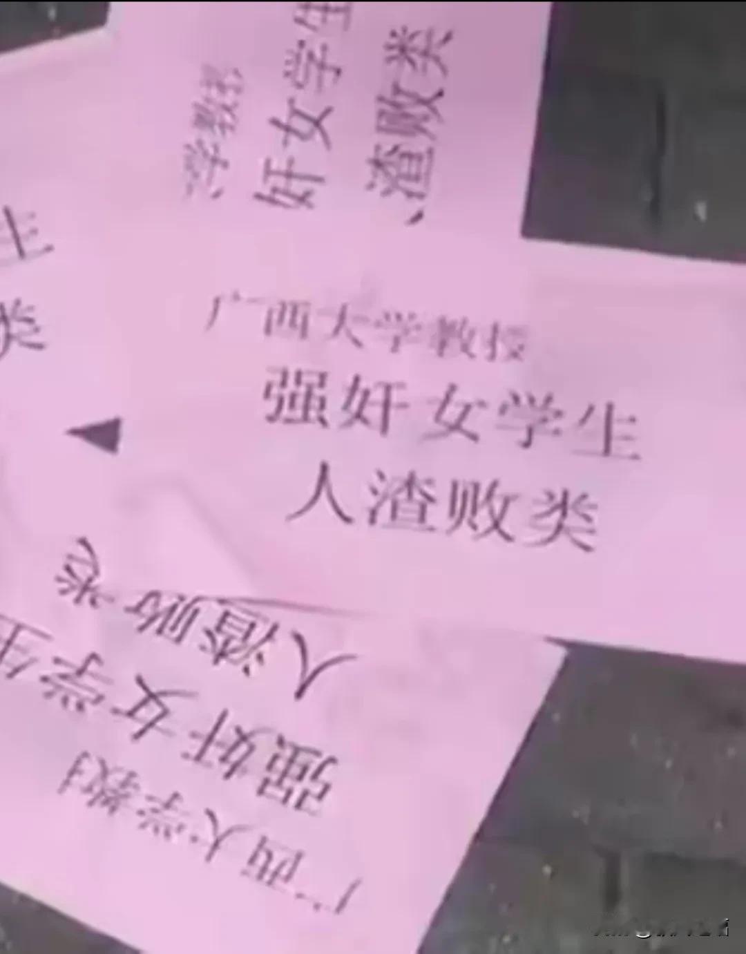 11月4日，曝广西大学生命科学与技术学院副院长芋某某被人街头发传单指责“强奸女学