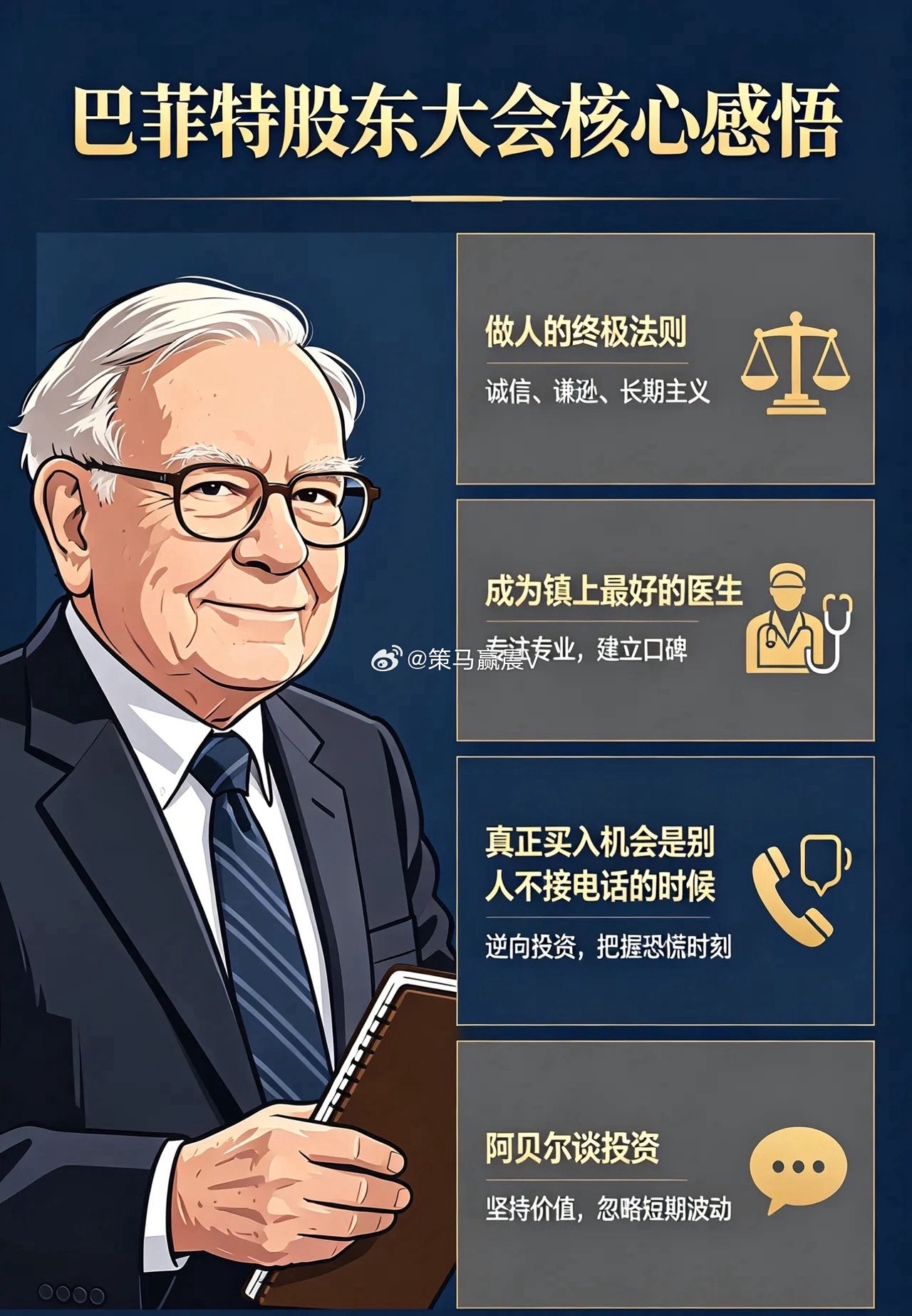 巴菲特股东大会发言,太精彩了，说说我的感受！一、做人的终极法则给股东的终极寄语：