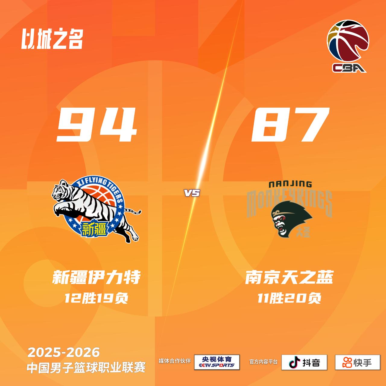 新疆伊力特 94-87 南京天之蓝新疆男篮vs同曦男篮
新疆伊力特：伊力福拉提1