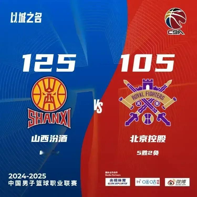 
山西男篮2024——2025赛季常规赛第七轮:
10月27日19:35
山西汾