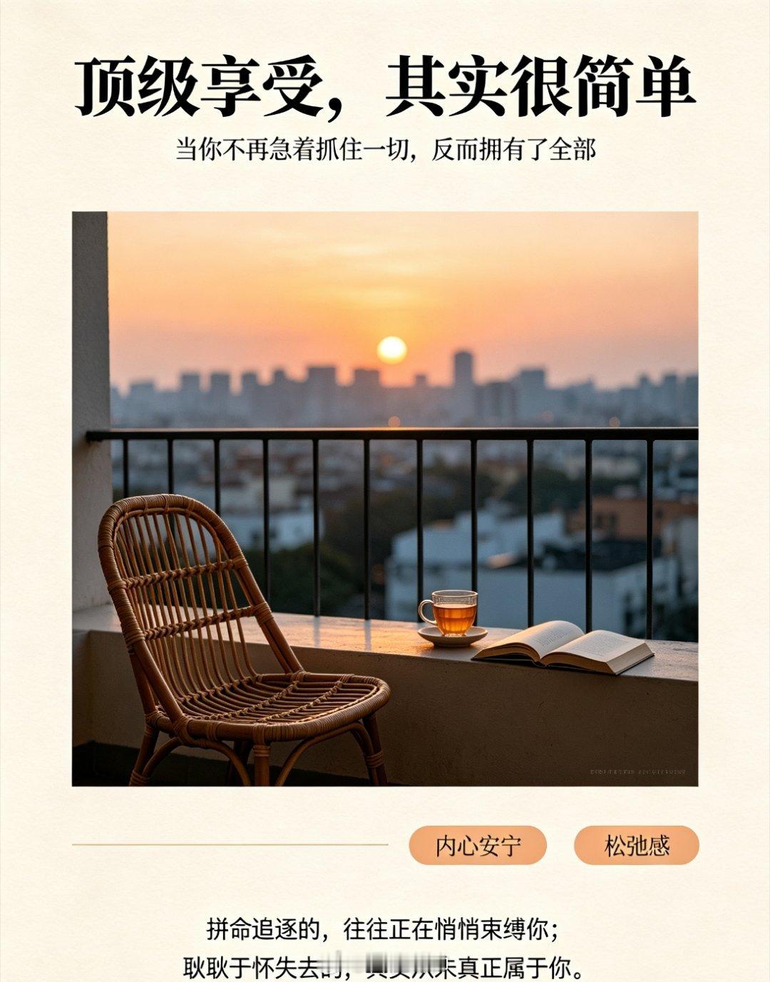 什么是人生最顶级的享受人生最顶级的享受，从来不是拥有全世界，而是你需要的，恰好就