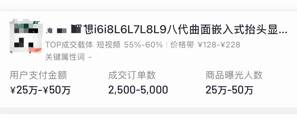 刚看抖音电商行业数据。理想卖的最好的非大众产品 居然是 hud保护罩，而特斯拉则