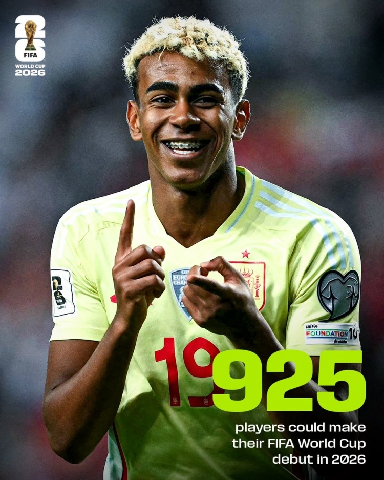 925名球员首次参加世界杯 2026年世界杯即将拉开帷幕，国际足联在社媒晒出海报