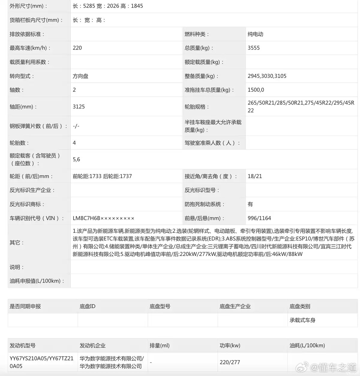 懂车之道讯 懂车之道快讯，工信部看到新款问界M9申报图。 