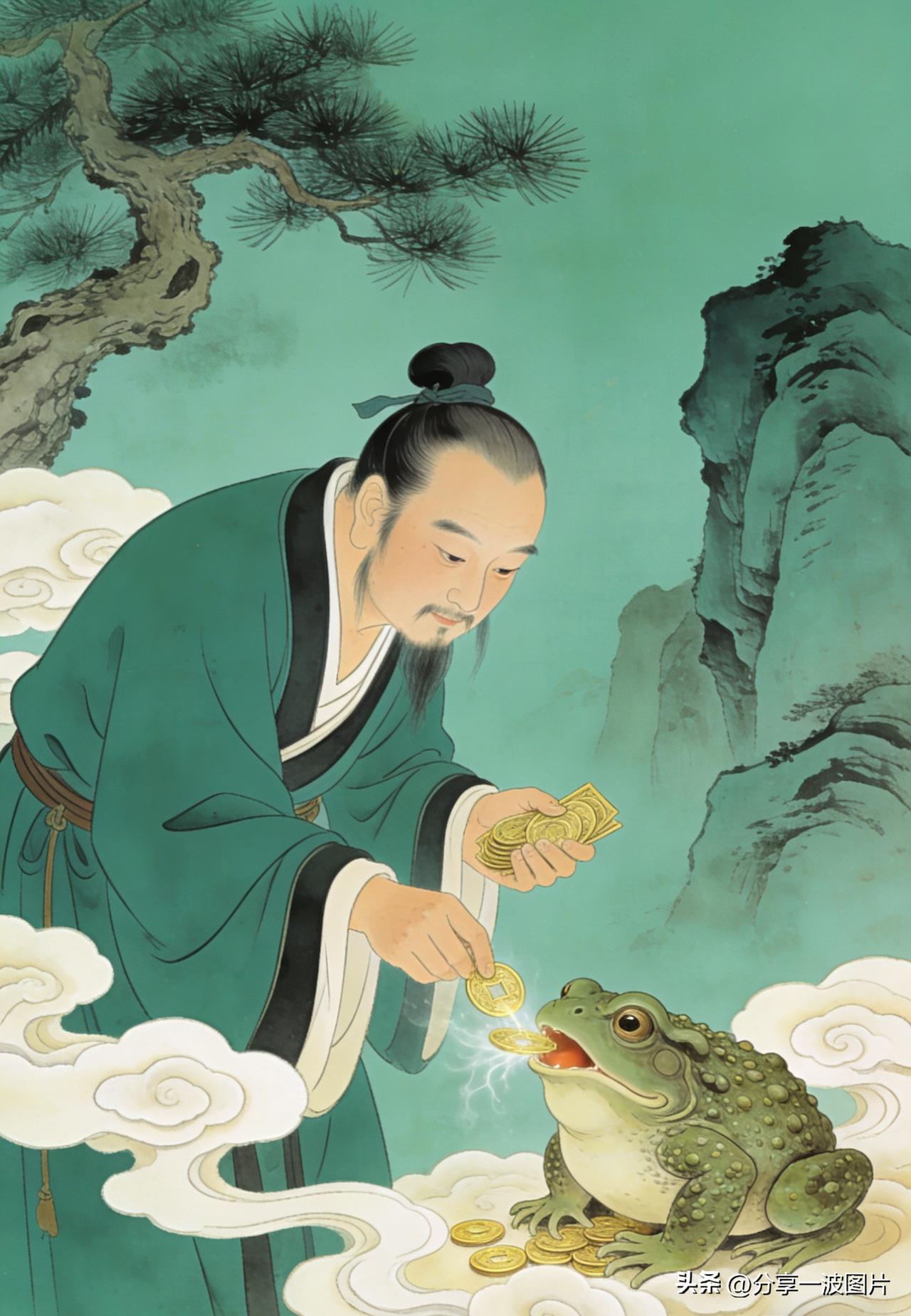 刘海戏金蟾，财源滚滚来。